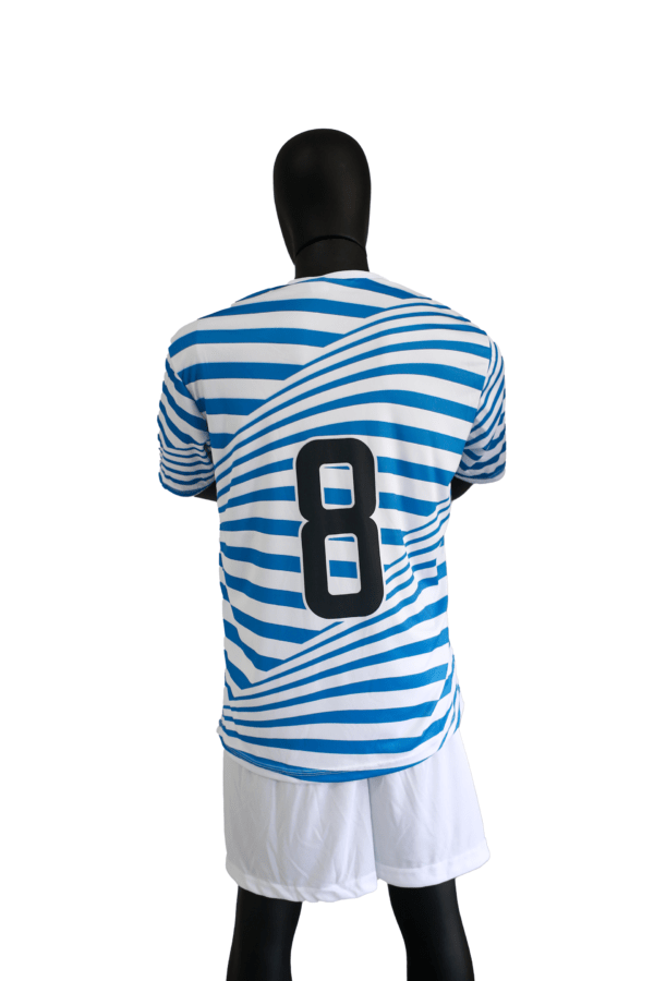 Jogo de Uniforme Completo 19+1 - Azul com Branco Listrado - Image 3