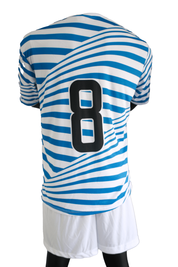 Jogo de Uniforme Completo 19+1 - Azul com Branco Listrado - Image 2